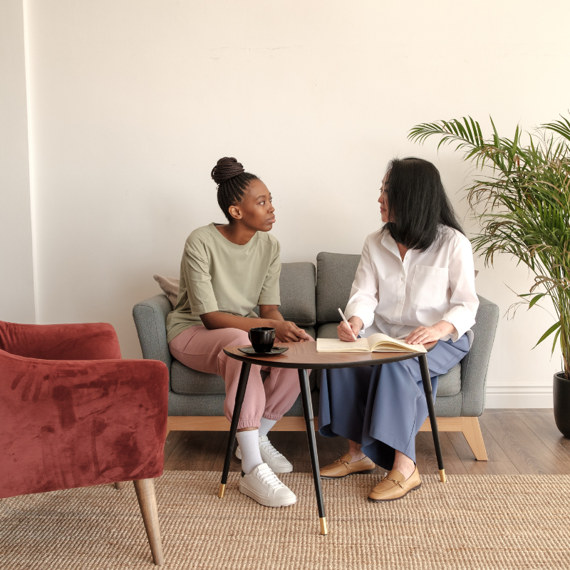 Image of two women talking